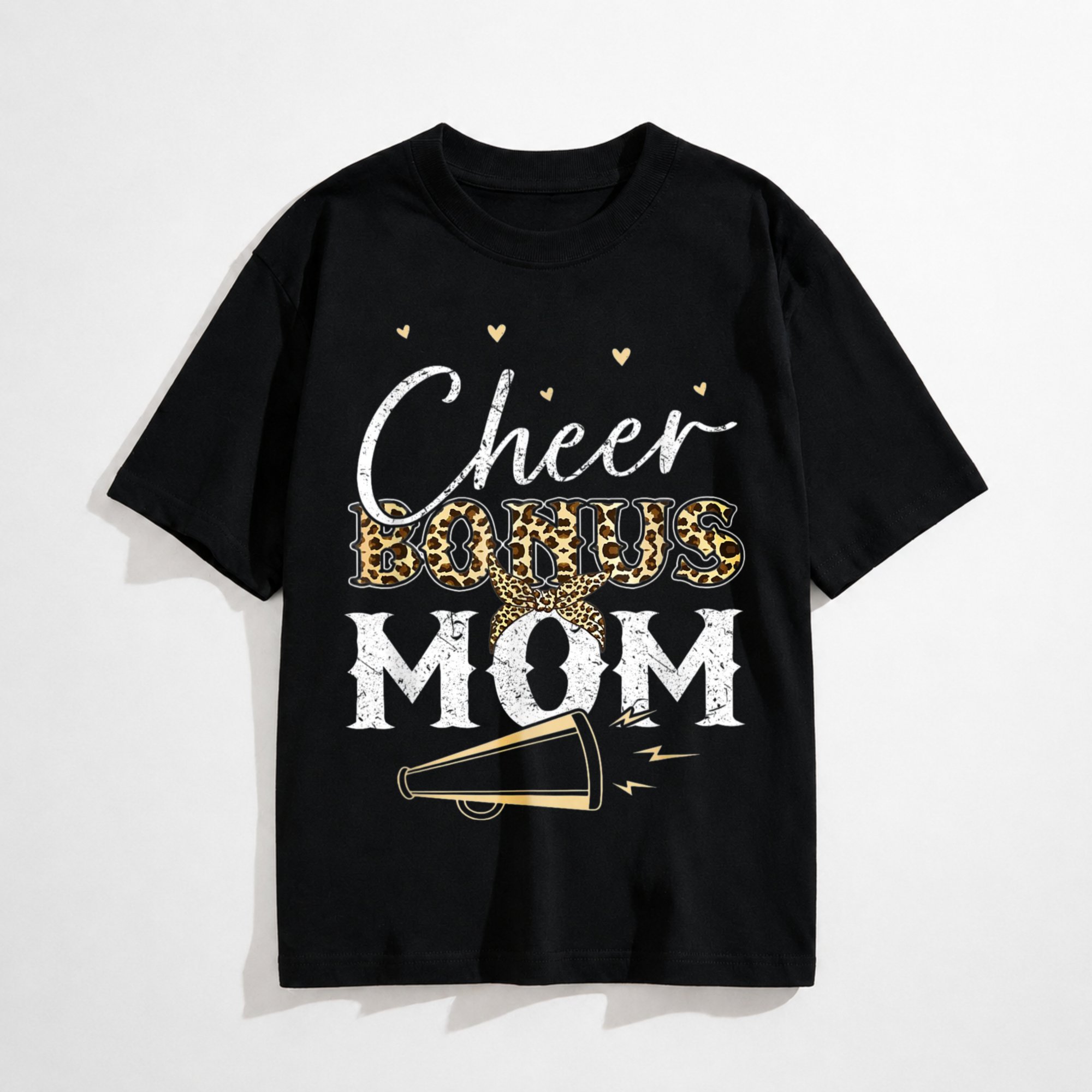 Cheer Bonus Mom Shirt Leopard Cheerleading Stepmom Cheer T-Shirt