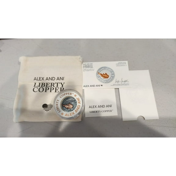 Alex and Ani Liberty Copper Carry Light Medallion, Coin, .925 Sterling Silver