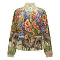 thumbnail image 5 of Jackets for Women Winter Coat Jackets Flannel Stand Collar Jacket(Wheelbarrow with Flowers,Size:S-4XL), 5 of 7