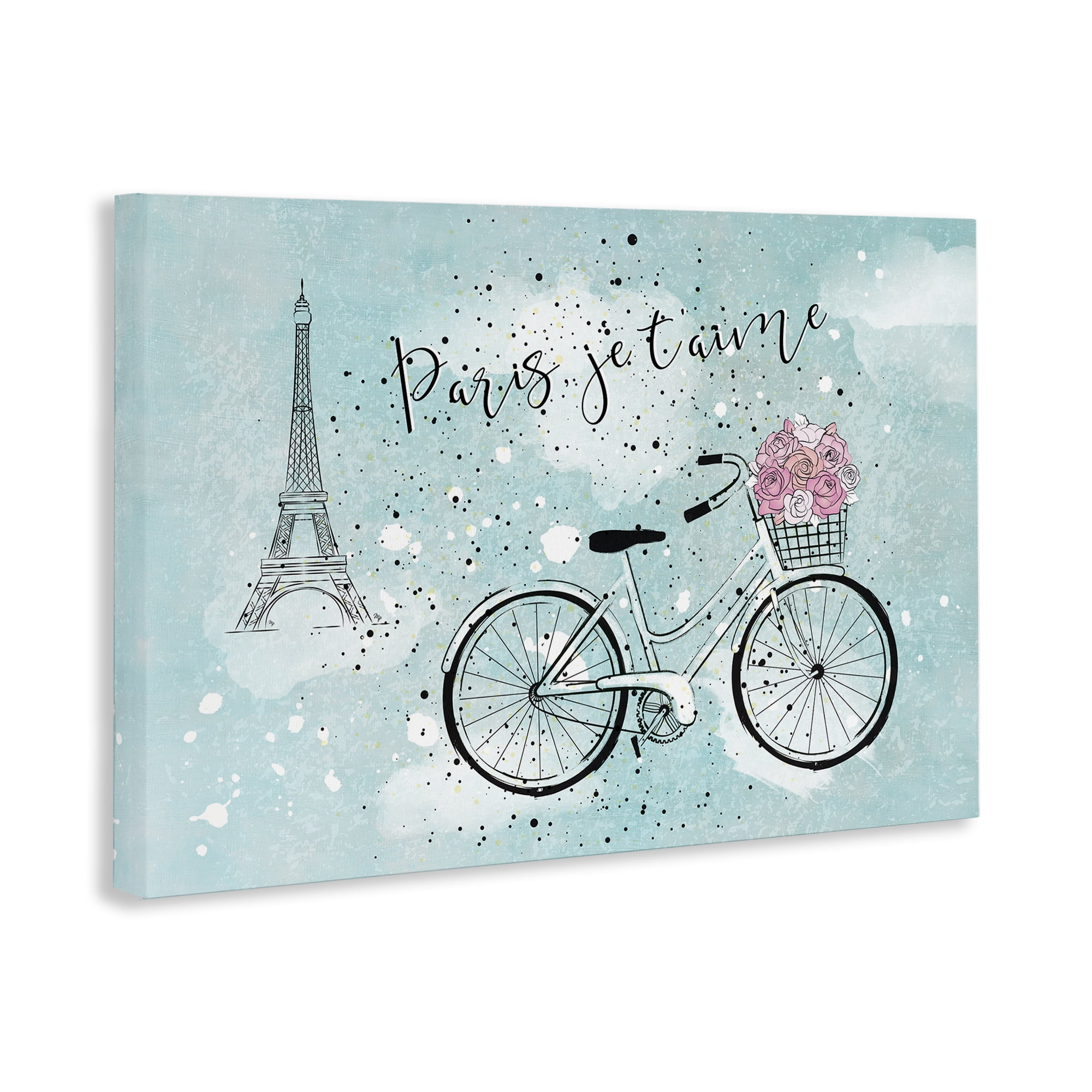 Stupell Industries Love Paris Bicycle Cities & Countries Painting Wrapped Canvas Art Print Wall Art, 24 x 16