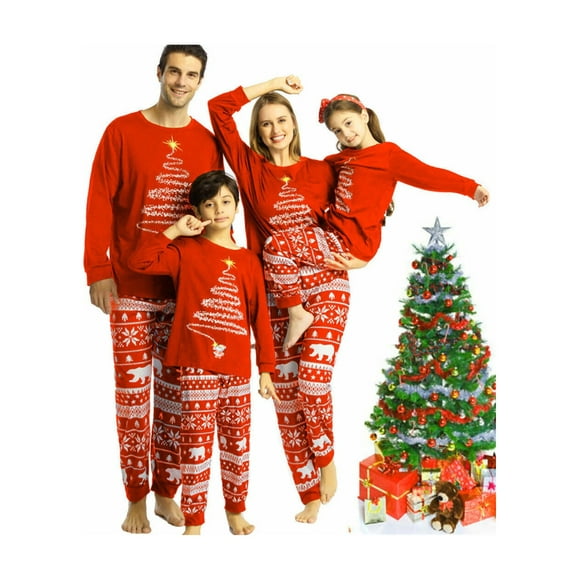 Christmas Family Matching PJ's Sets Sleepwear Outfit Dad Mum Kids Print Xmas Gifts Family PJs Matching Set Lounge Pants Top 2pcs