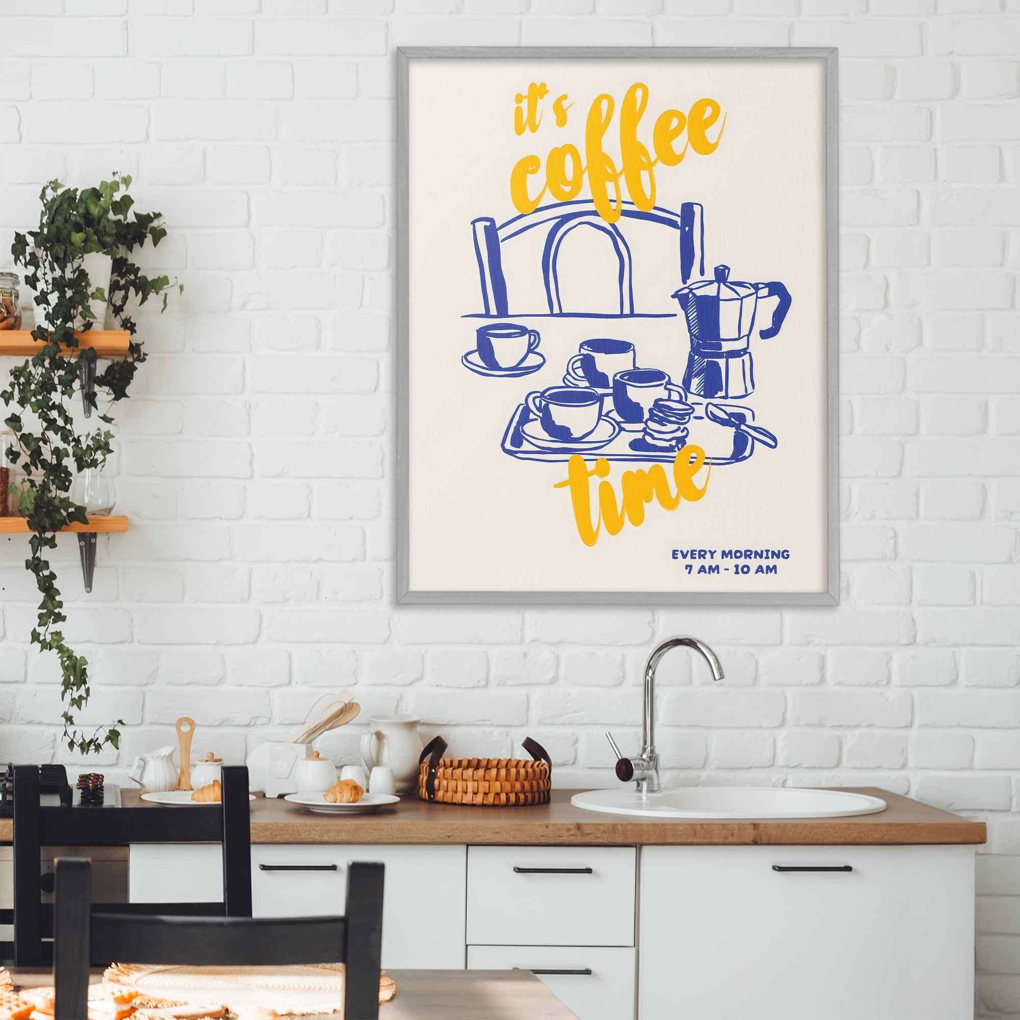 Stupell Industries It's Coffee Time Breakfast Ritual Gray Framed Giclee Art, design by The Prints Vibe