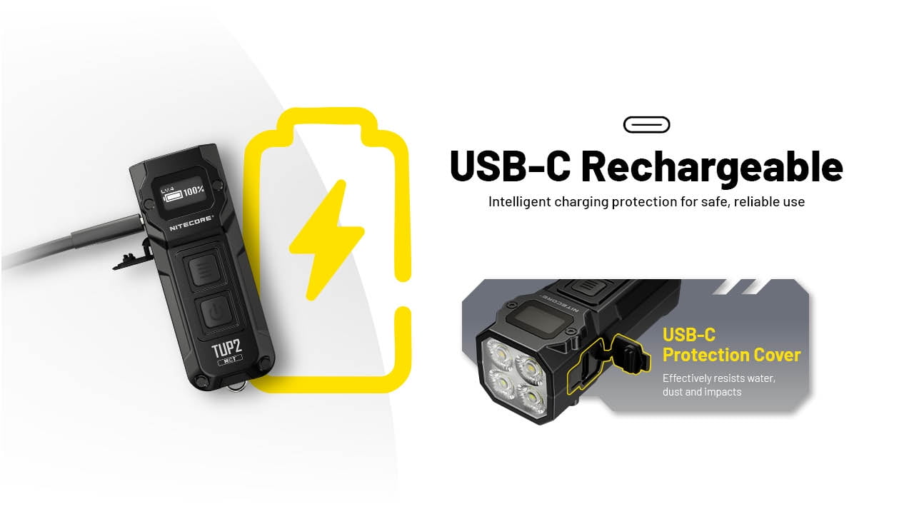 Nitecore TUP2 1200 Lumen MCT Rechargeable Keychain EDC Flashlight (Orange) + Nitecore Sticker