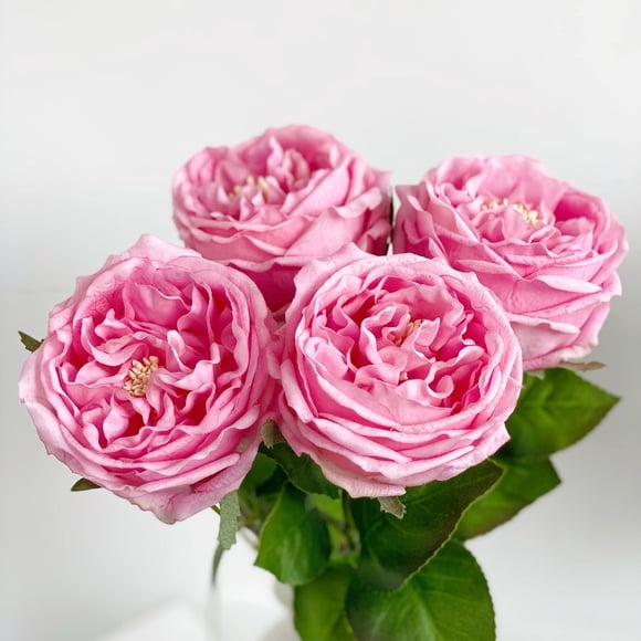 Flores artificiales Yalzone Met Austen Rose, 45 cm, rosas, 4 unidades