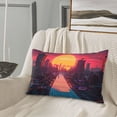 thumbnail image 5 of Naloa Neon Sunset Cyberpunk Cityscape Pillowcase, Throw Pillowcase, Wrinkle-Free, Stain-Resistant with Hidden Zipper for Bedroom Sofa-20"x30", 5 of 6