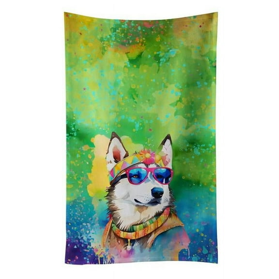 Carolines Treasures DAC2564KTWL 25 x 15 in. Siberian Husky Hippie Dawg 100 Percent Cotton Kitchen Towel