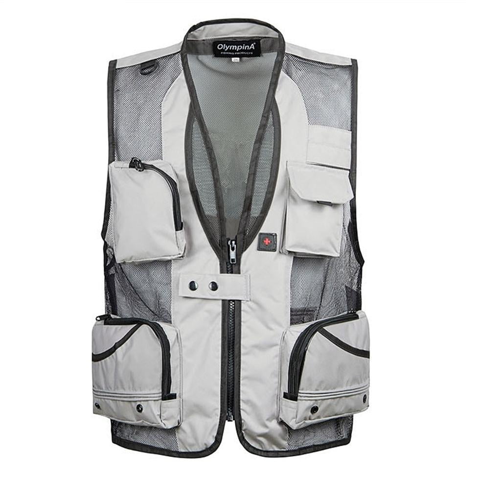 Mens MultiPocket Fishing Vest Photography Hunting Director Waistcoat Zip Jacket Walmart Canada