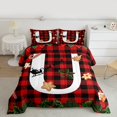 thumbnail image 2 of Manfei Initial U Letter Full Size Comforter Sets for Kids, Black Red Buffalo Bedding Comforter Set, Merry Christmas Reversible Bedding Sets, Microfiber Bedroom Decor, 3 Pieces, 2 of 8
