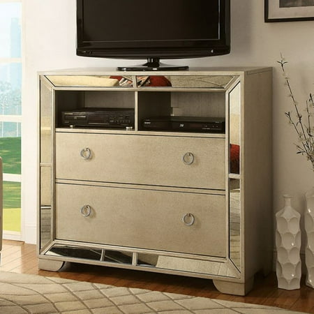 Loraine Modern Victorian Style Media Chest With Loop Handles Gold Loraine Modern Victorian Style Media Chest With Loop Handles Gold