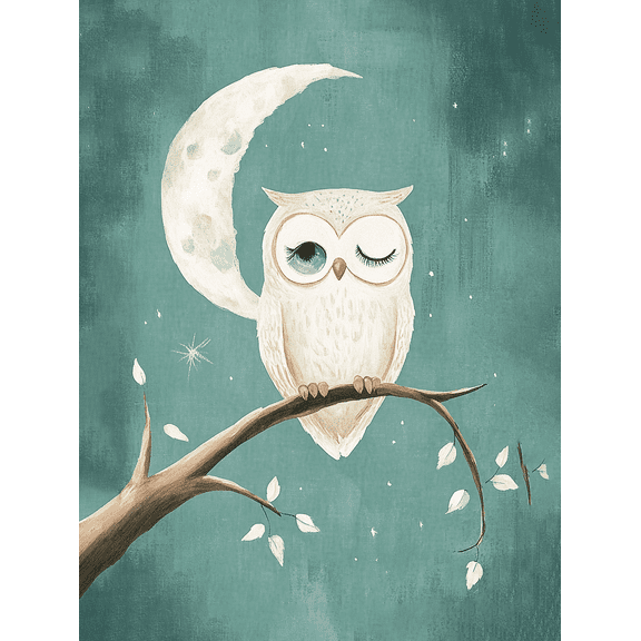 Sleeping Owl Canvas Wall Art， Perfect for Bedroom， Living Room， Bathroom， Nursery， and Office Decor