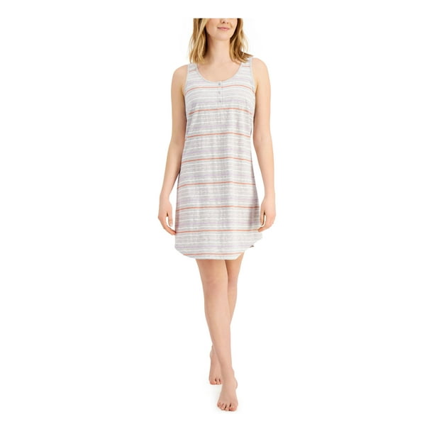 CHARTER CLUB Intimates Gray Knit Sleeveless Tank Chemise Curved
