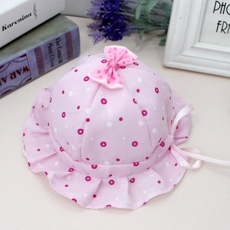 

Wolfast Promotion Infant Baby Cute Bow Hat Summer Kids Princess Dot Breathable Bucket Sun Hat