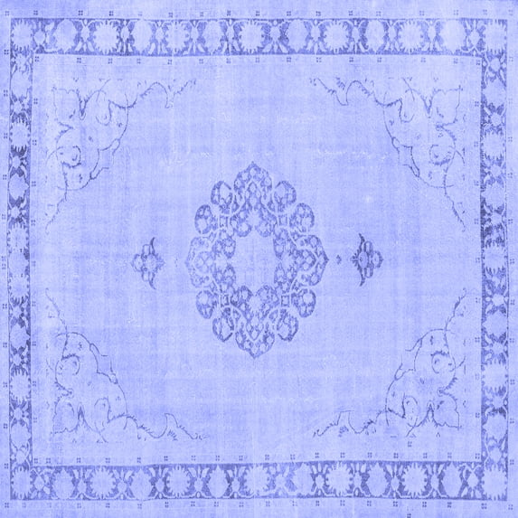 Ahgly Company Machine Washable Indoor Square Persian Blue Traditional Area Rugs, 6' Square