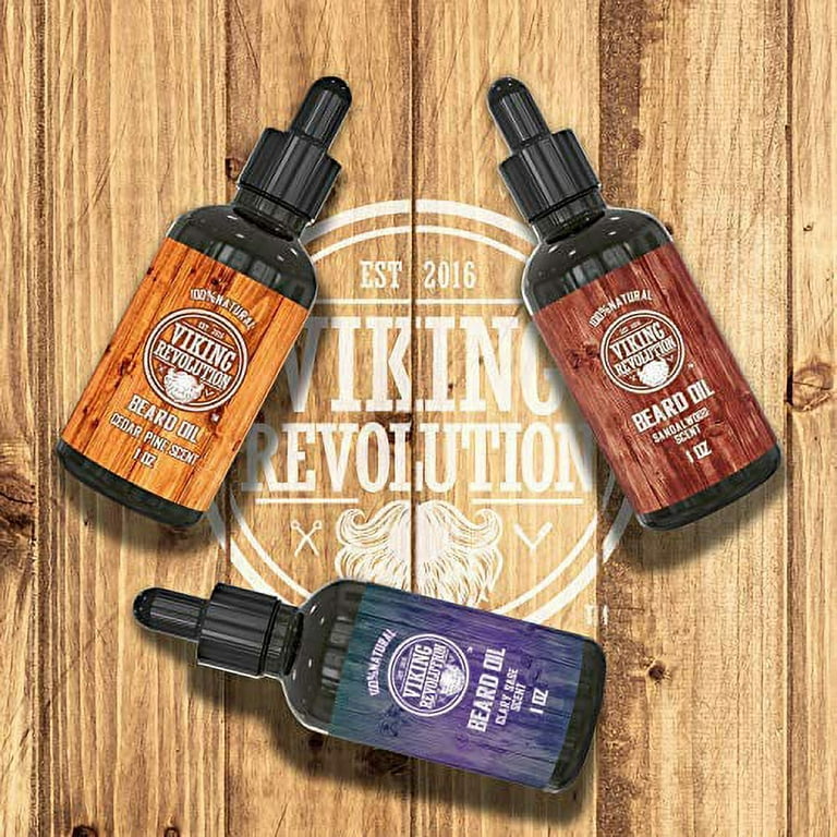 Viking Revolution Hair Styling Agent Beard Oil Conditioner- 2 Scent Pack  Sandalwood and Unscented - All Natural Beard & Mustache Treatment with  Argan