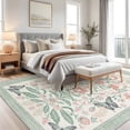thumbnail image 2 of Garvee 9'x12' Floral Area Rug Geometric Bordered Carpet, Butterfly Printed Rug Washable Non Slip Rug for Living Room Bedroom Farmhouse, Green, 2 of 8