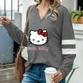 thumbnail image 3 of Hello Kitty Women's Sweatshirts Long Sleeve V Neck Pullover Cute Tops Women's Fall Fashion Gray, 3 of 5