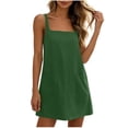 thumbnail image 3 of HBBIKVI Square Neck Mini Dress for Women Summer Sleeveless Shift Dress with Two Front Patch Pockets and Relaxed Silhouette for Everyday Casual Vacation Style, 3 of 9