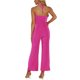 thumbnail image 3 of Mono Halter Neck INSPIRE CHIC para fiesta de mujer sin mangas, cintura alta, piernas anchas, XS, rosa intenso, 3 of 5