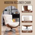 thumbnail image 2 of Dayalane Recliner Accent Chair, Linen Upholstered Swivel Lounge Chairs with High Back, Reading Chair with Soft Foam Cushion, Rocker Chair for Living Room, Bedroom, Office, Beige, 2 of 9