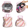 thumbnail image 2 of Pink and Gold Marble Texture Drawstring Lunch Bag Women - Drawstring Lunch Bag Insulated for Work Office - Stain-Resistant Large Lunchbags for Women with Multi-Pockets, 2 of 6