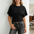 thumbnail image 3 of Lixiuxyad Fashion T Shirt Casual Loose Fit Cropped Tee With Irregular Hem And Waist Tie Streetwear Basic Top Tshirts Trendy,Black XXL, 3 of 6
