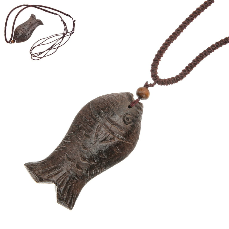 Frcolor Wooden Fish Necklace Vintage Pendant Necklace Personalized
