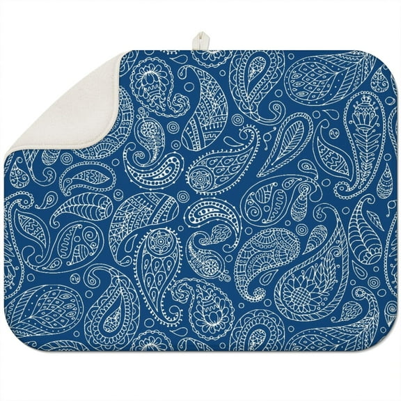 Floral kitchen drying mat 18x24 Inch with boho pattern, soft microfiber build, foldable and easy to maintain