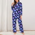 thumbnail image 2 of Yiaed flower starry sky Skull Print Pajamas Women's Long Sleeve Sleepwear Soft Button Down Loungewear Pjs Lounge Set Nightwear Womens Pajama Pants-Large, 2 of 7