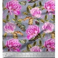 thumbnail image 1 of Soimoi Cotton Poplin Fabric Buttefly,Leaves & Rose Floral Decor Fabric Printed Yard 56 Inch Wide, 1 of 1