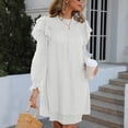 thumbnail image 2 of Vestido De Manga Larga, Vestido De Cuello Alto Con Volantes Para Vacaciones Para Niñas ANGGREK Beige L, 2 of 6