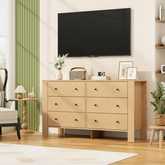 EDTara Commode à 6 Tiroirs pour Chambre à Coucher, Commode Moderne et Grand avec Tiroirs de Rangement, Commodes en Bois pour Chambre à Coucher, Entrée, Couloir, Bureau à Domicile