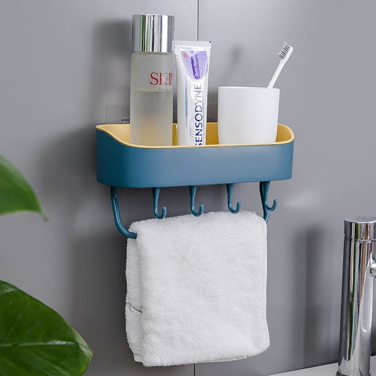 Bathroom Organizers Adhesive Shelf Storage with Towel Bar, Wall