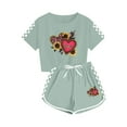 thumbnail image 5 of EWASWON Kids Girls Clothes on Clea-rance,Summer Heart Sunflower Print T-Shirt Tops and Plaid Sleeve Pants Casual Outfits Set,Army Green,Size 7 T, 5 of 7