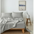 thumbnail image 5 of Simple&Opulence 100% Belgian Linen Sheet Set Handmade Hemstitch Light Grey King Size Bed Sheet-4 Piece (1 Flat Sheet+1 Fitted Sheet+2 Pillowcases)-Natural Flax Farmhouse Bedding, 5 of 6