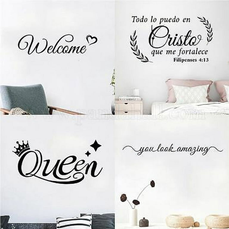 1 Sheet PVC Quotes Wall Sticker for Stairway Home Decoration Word Welcome  Black 