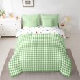 thumbnail image 2 of Homewish Modern Geometric Checkered 7-Piece Bedding Comforter Set,Vintage Aesthetic King Bedding Sets,Green White Bed Sheets For Girls Boys,Microfiber Bedroom Decor Reversible, 2 of 8
