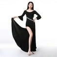 thumbnail image 3 of Women Belly Dance Wear Modal Long Maxi Dress Flare Sleeve Backless Baladi Ruffles Dresses For Girls, 3 of 7