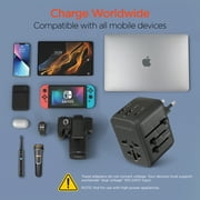 HyperGear WorldCharge Universal Travel Adapter with USB/USB-C (Black), 15822