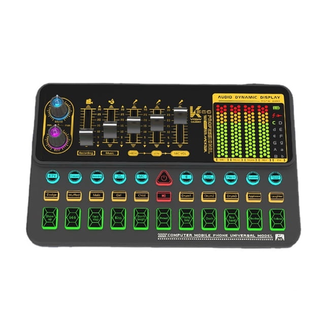 Graflsoa K500 Carte Son Bluetooth Portable Noire 6 Effets Vocaux Diffusion en Continu en Direct
