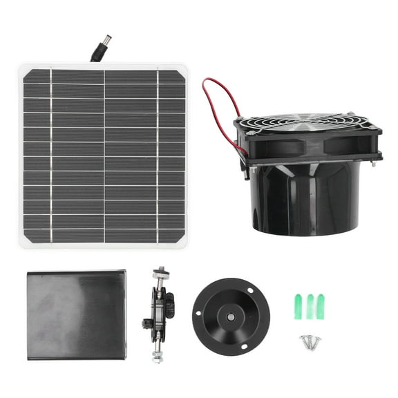 50W Solar Exhaust Fan Kit, High,Efficiency Monocrystalline Panel For Outdoor Ventilation, 6.5 Inch