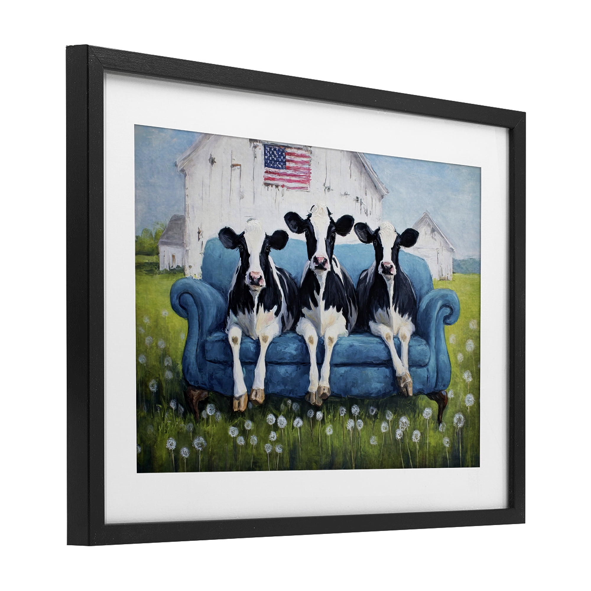 Stupell Industries Barnyard Sofa Sisters Black Framed Print Under Glass, design by Tina LeCour