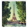 thumbnail image 3 of Ambesonne Paris Shower Curtain, Eiffel Tower Seine River, 69"Wx84"L, Almond Green Pale Brown, 3 of 3