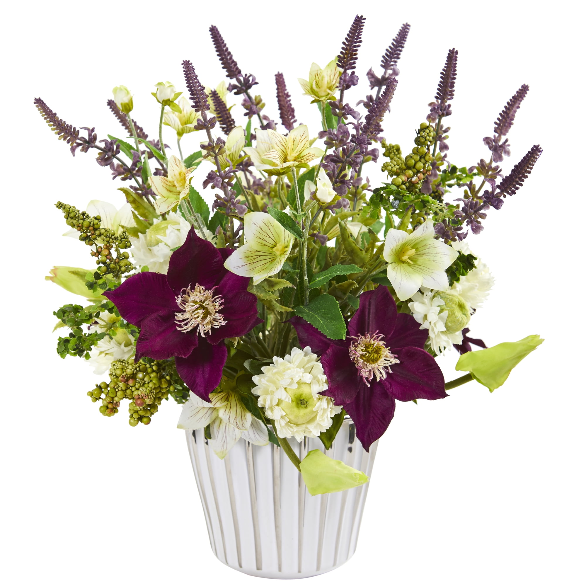 Mixed Artificial Flower Arrangement In Decorative Vase - Walmart.com