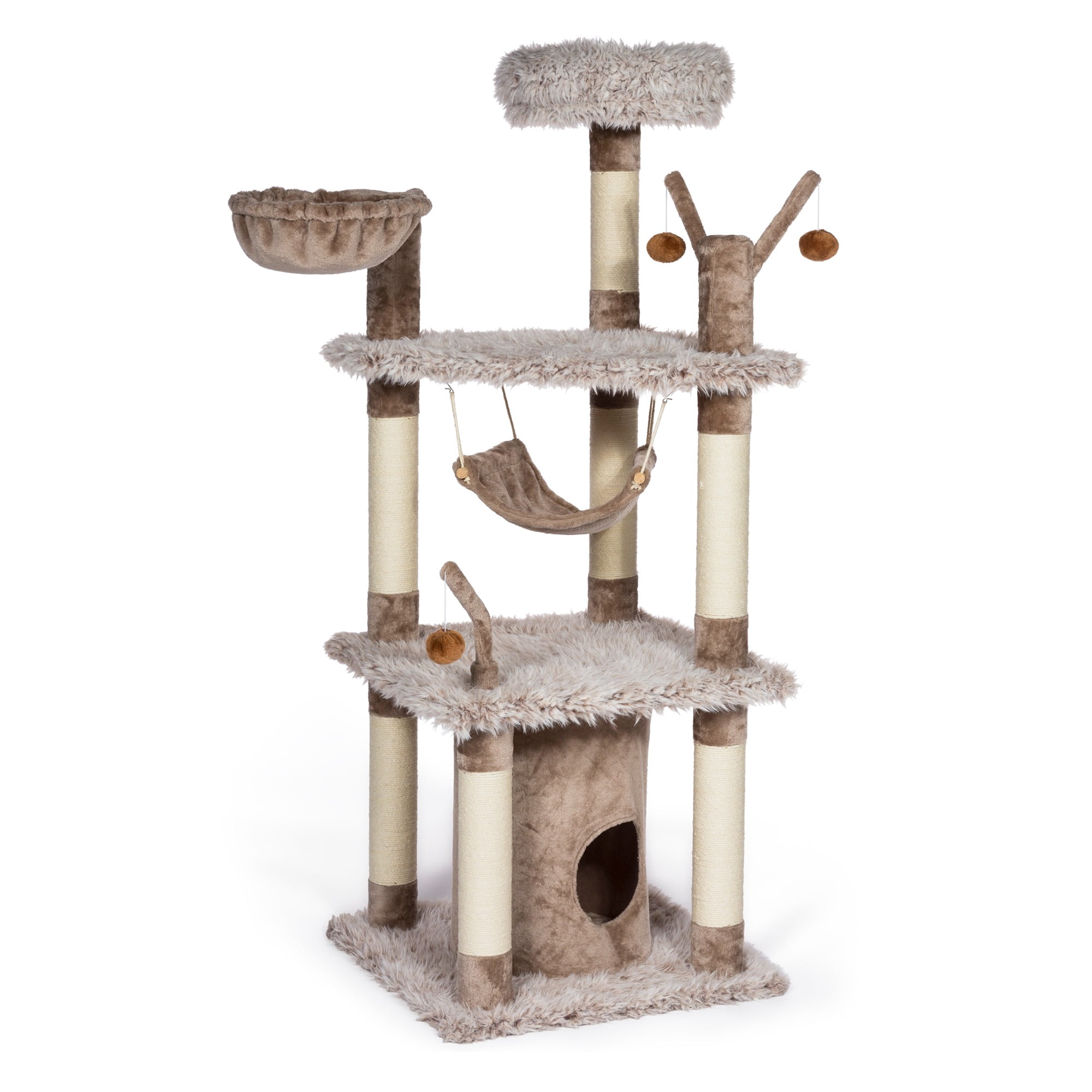Prevue Pet Products Kitty Power Paws Plush Siberian Mountain in Frost Tan 7313