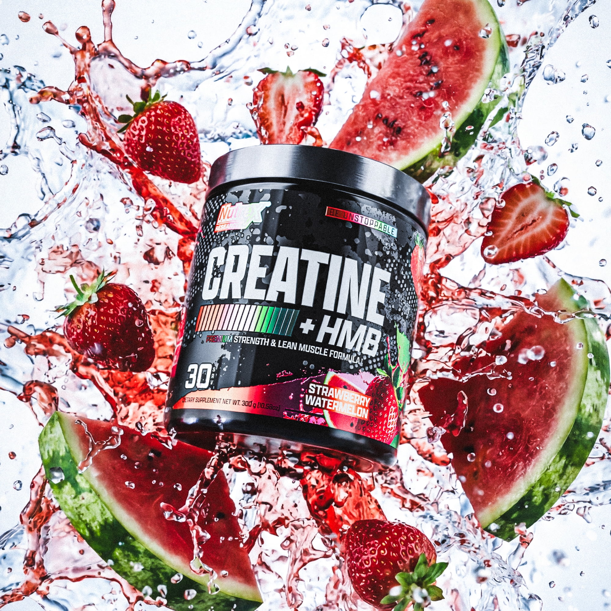 Nutrex Research Creatine + HMB Strawberry Watermelon 5g Creatine, 1.5g HMB Strength & Lean Muscle Formula 30 Servings