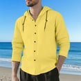 thumbnail image 2 of Mens Long Sleeve Shirts Drawstring Hooded Sweatshirt Casual Button Shirts, 2 of 5