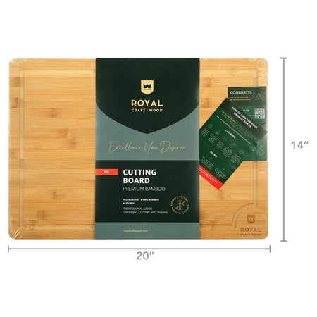 XXL Bamboo Cutting Board for Kitchen with Juice Groove - Wooden Chopping Board for Meat, Vegetables, Fruit and Cheese | Charcuterie Serving Tray, (XXL, 20 x 14)