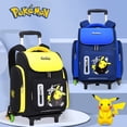 thumbnail image 2 of Mochila Pokemon Pikachu, mochila escolar con ruedas para estudiantes de Anime, bonita bolsa de viaje elemental, regalo de almacenamiento impermeable reflectante hola suerte  unisex, 2 of 2
