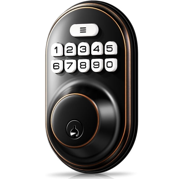 Veise RZ-A Electronic Keypad Deadbolt Door Lock, Oil Rubbed Bronze Keyless Entry for Front Door, 20 Codes, Auto Lock, One-time Codes, 365 Days Battery Life, BHMA Certified, IP54 Waterproof