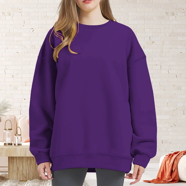 Pxiakgy Vente Chaude!! Sweatshirts Oversize pour Femmes, Sweats à Capuche, Pulls Col Rond, Hauts Décontractés, Tenues de Mode Printemps Automne, Vêtements de Sport 2025, Veste Sweat-Shirt, Pantalon Violet m